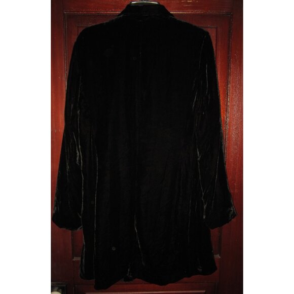 J. Jill New M Black Velvet Coat Jacket Duster Shawl Rayon Silk 2 Button Pockets - Picture 2 of 3